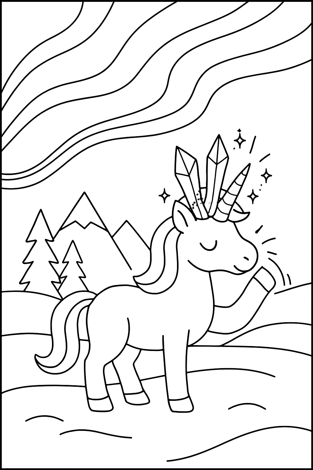 arctic aurora-chasing unicorn calibrating prism antlers