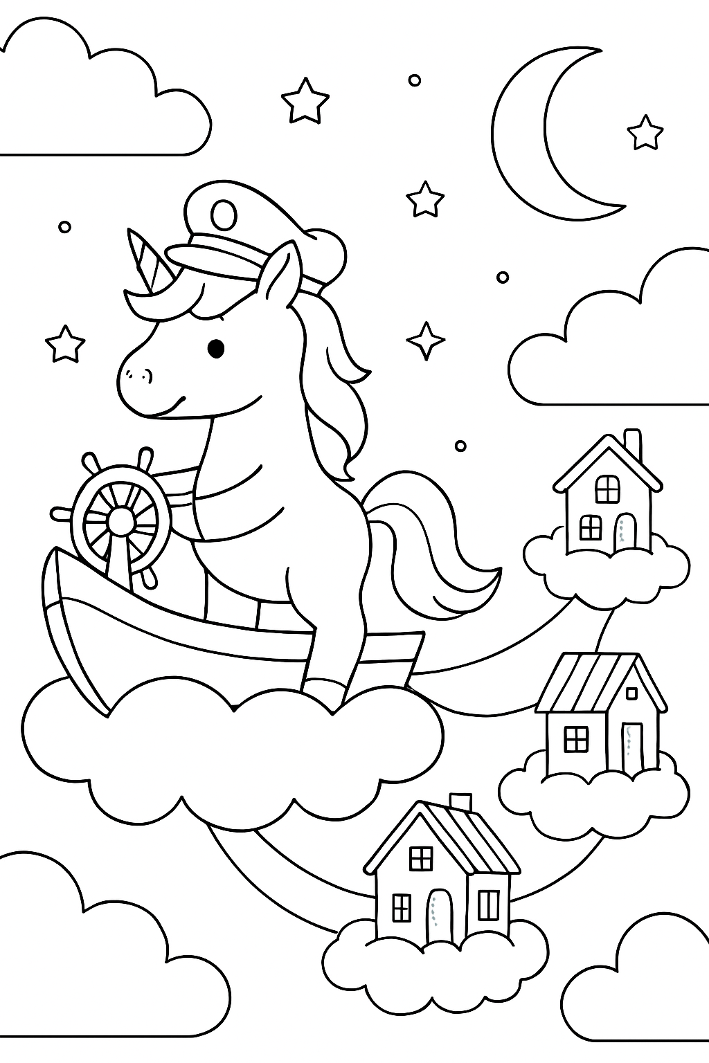 cloud-ferry captain unicorn towing floating cottages