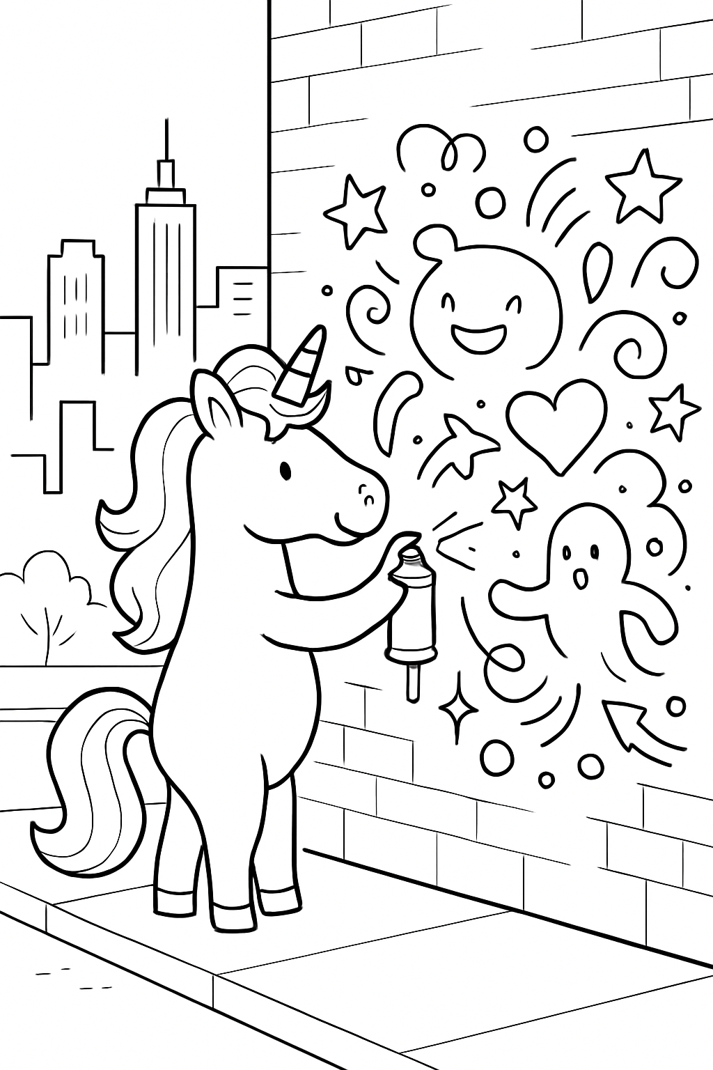 metropolis graffiti unicorn painting animated murals