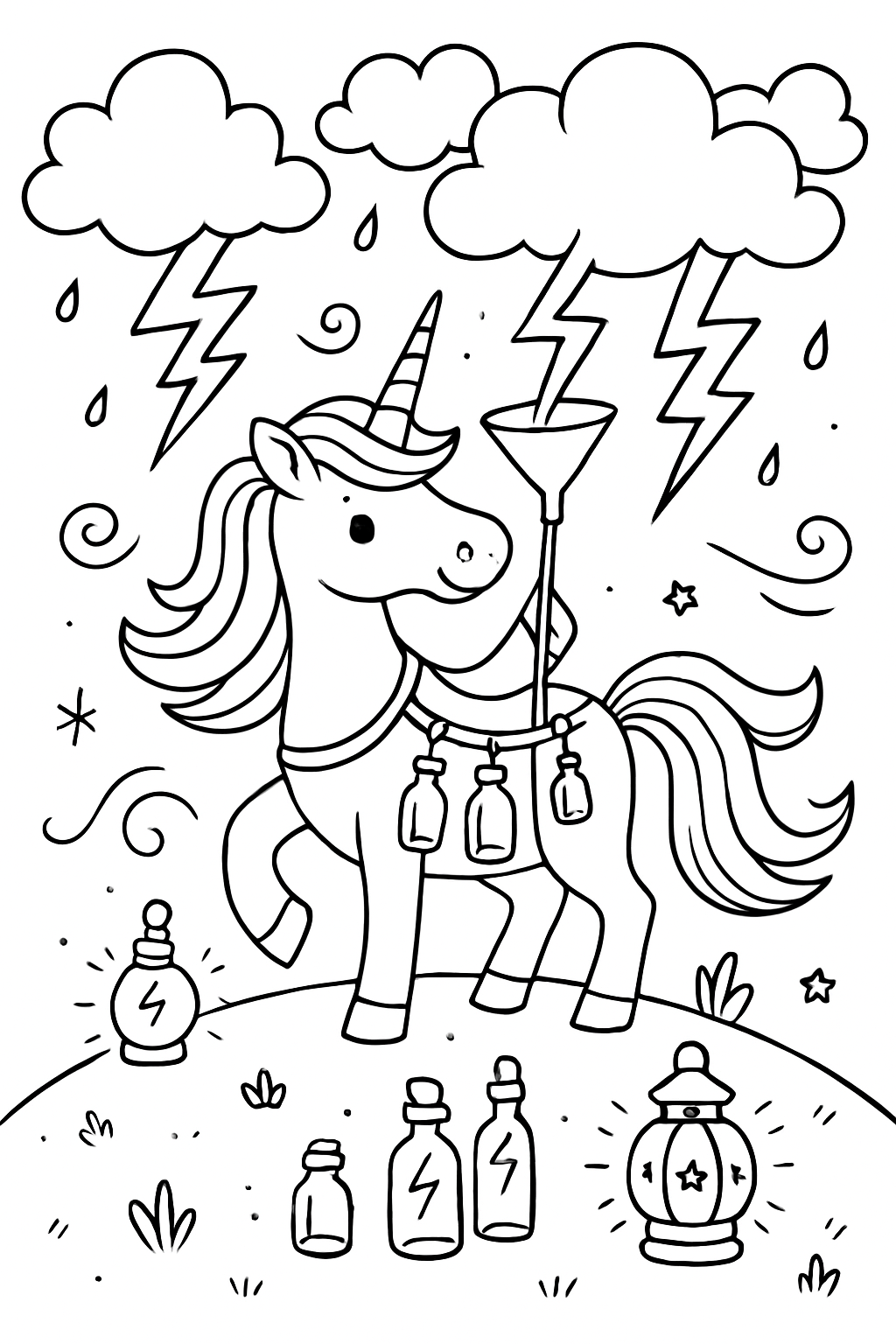 storm-chasing unicorn bottling thunder for lanterns