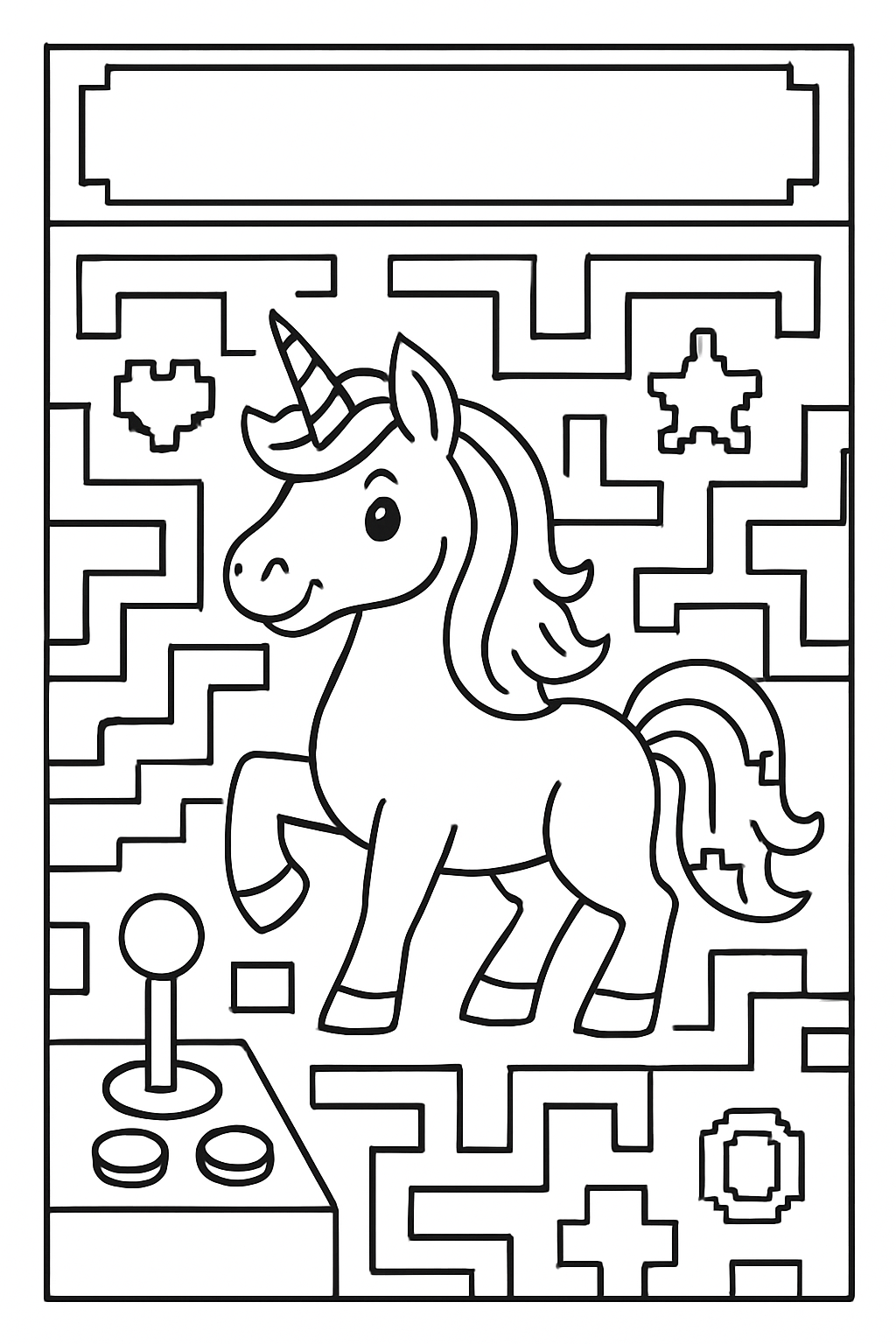 retro arcade unicorn mastering pixelated labyrinths