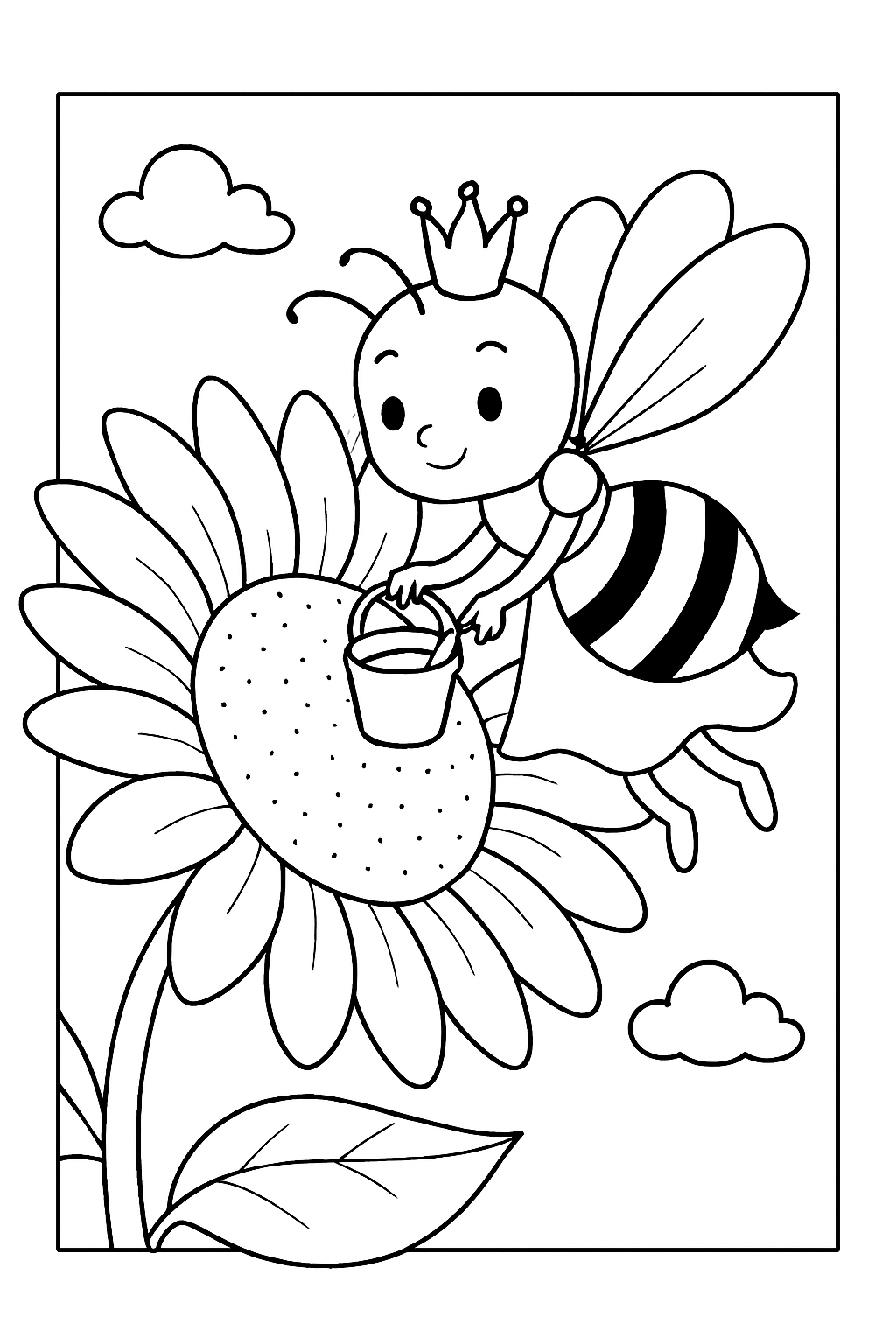 honeybee princess harvesting nectar from giant sunflower