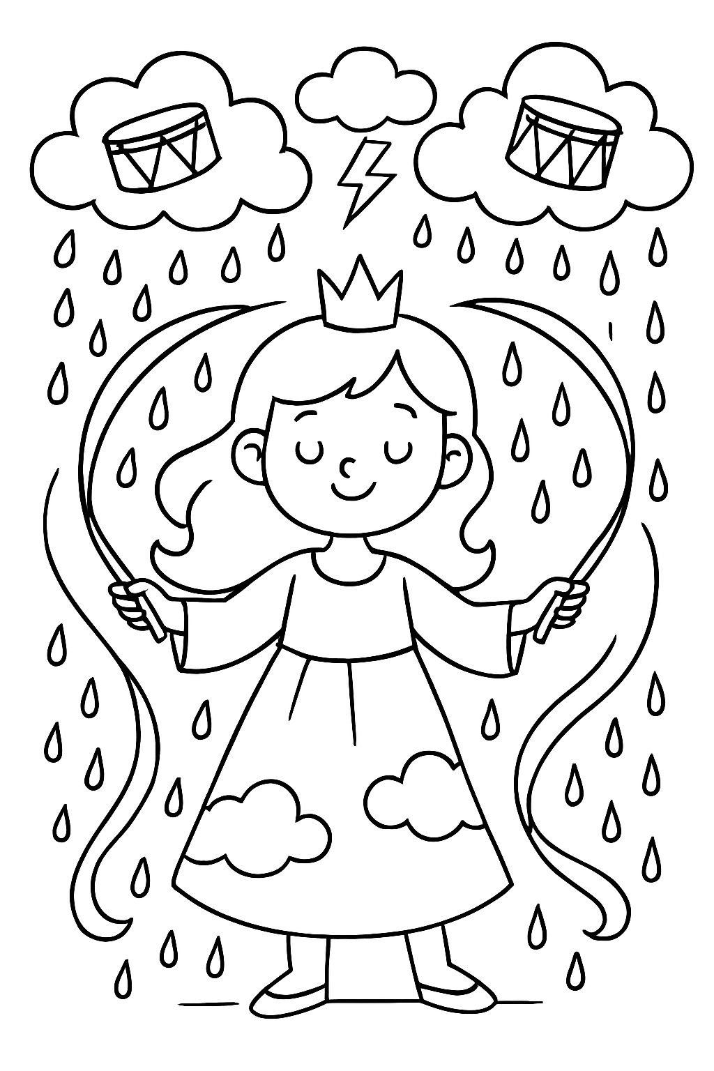 thunderdrum princess conducting rain with ribbon batons