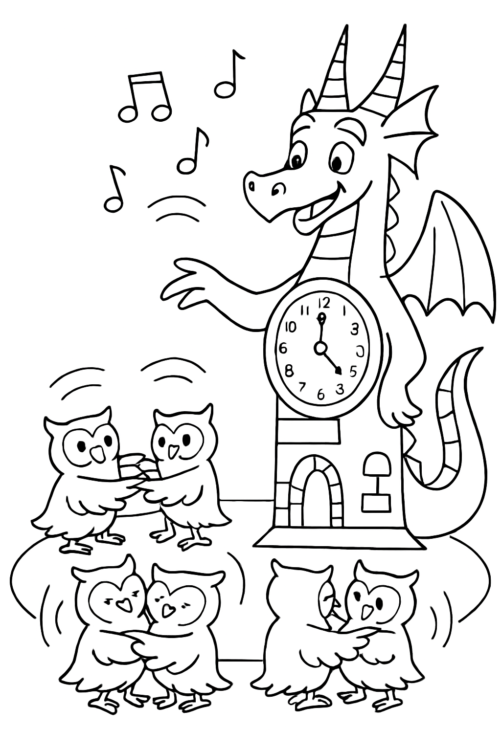 clock-tower dragon teaching owls to waltz