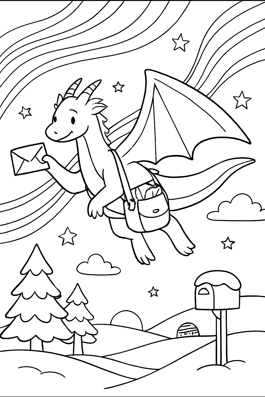 arctic courier dragon delivering letters by aurora