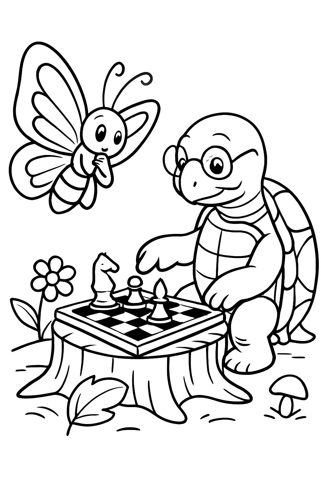 butterfly negotiating chess moves with wise tortoise