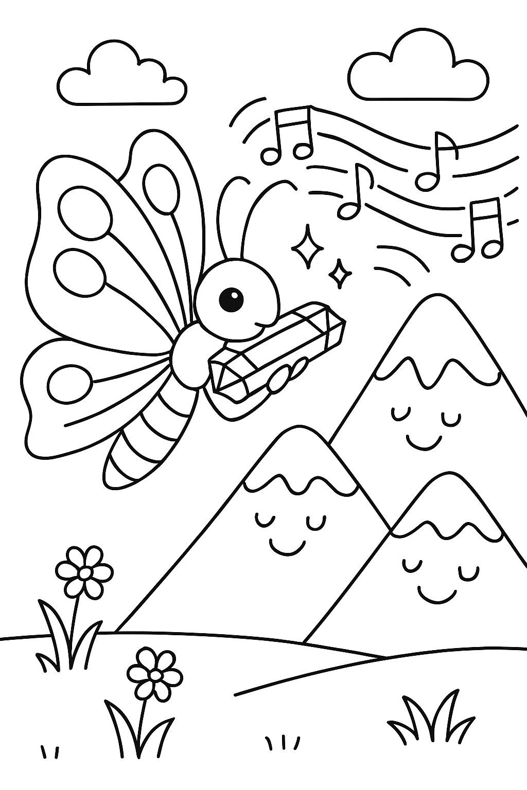 butterfly serenading mountains with crystal harmonica