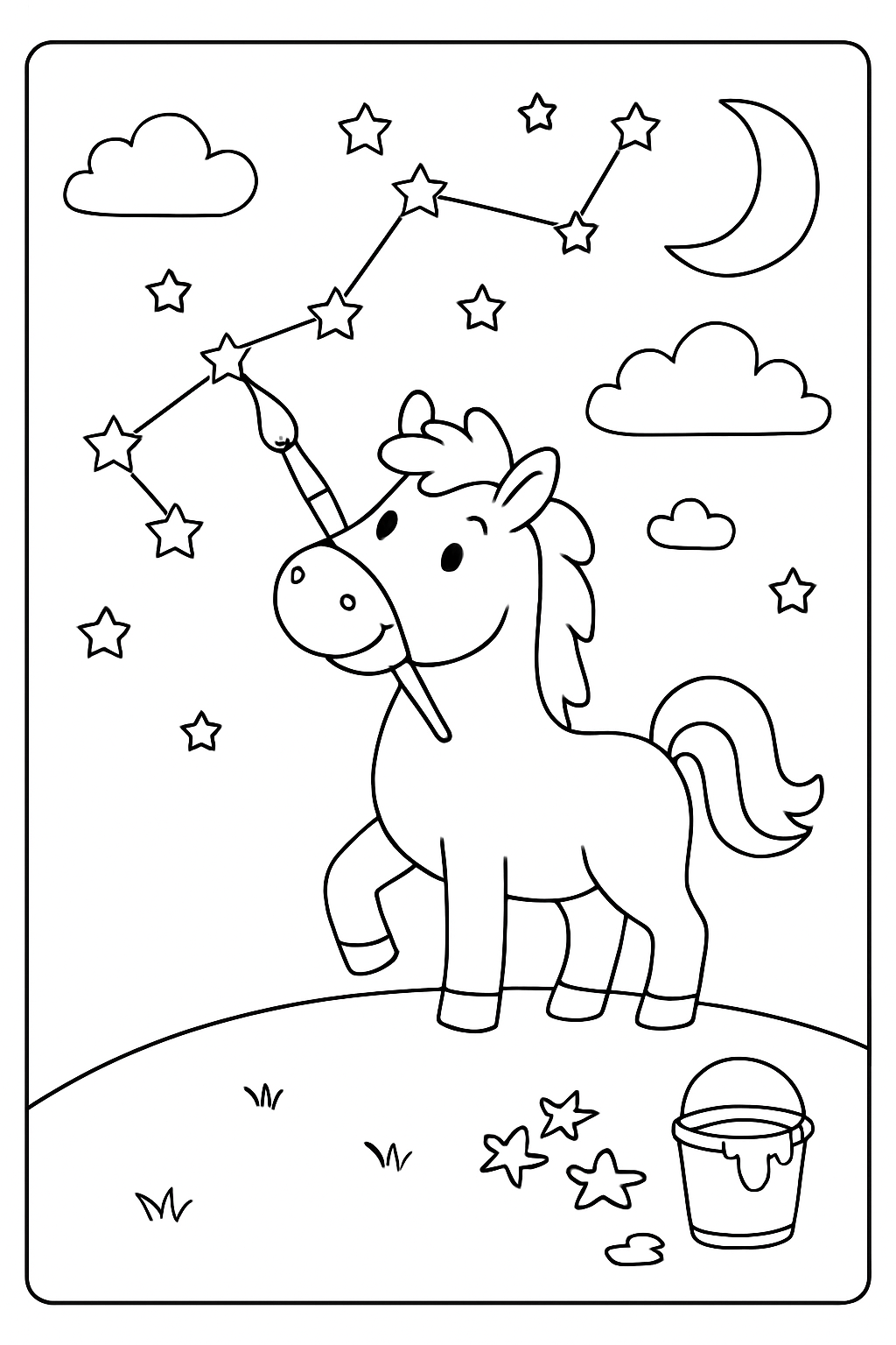 horse painting constellations on a night sky