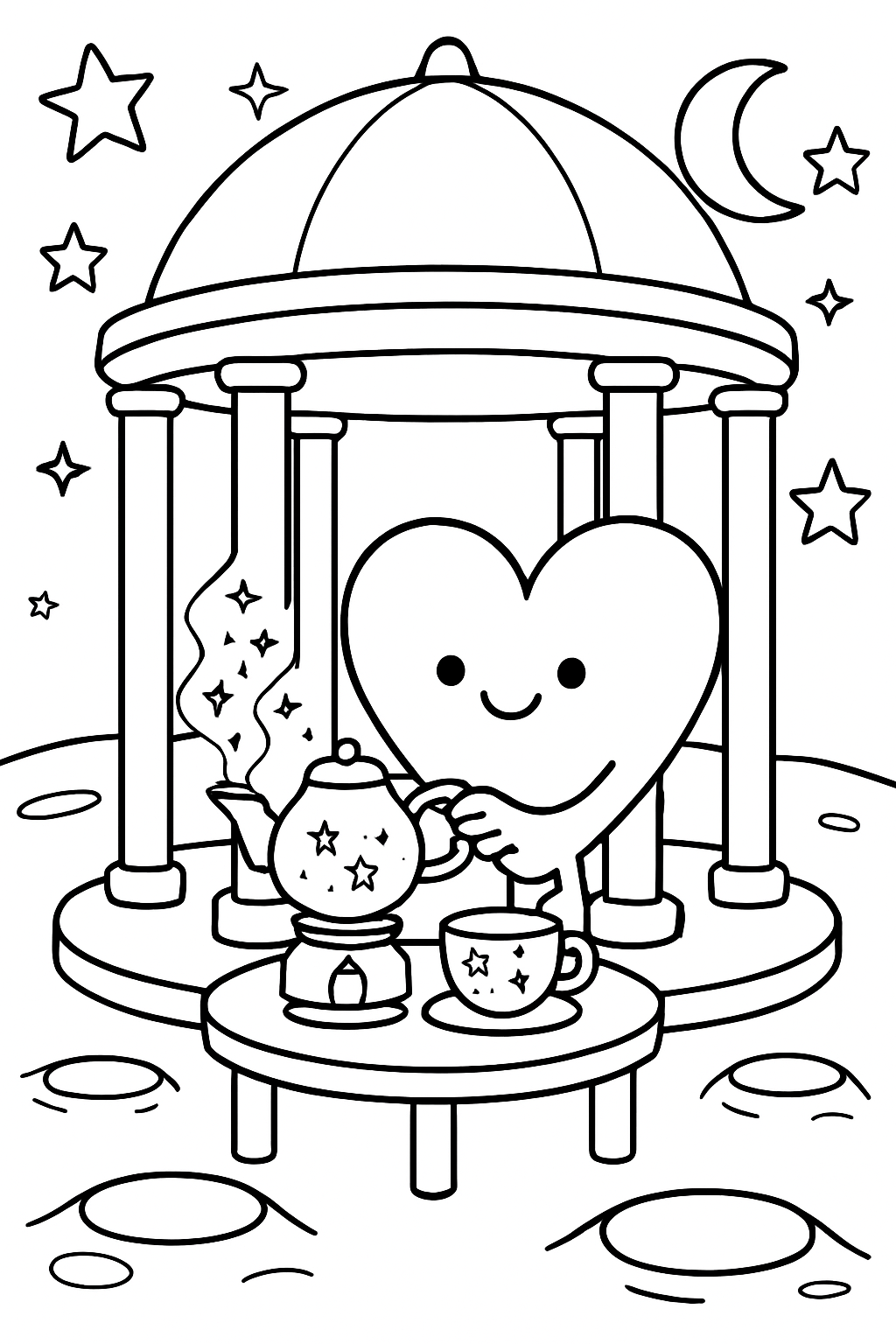 heart brewing starlight tea in lunar gazebo
