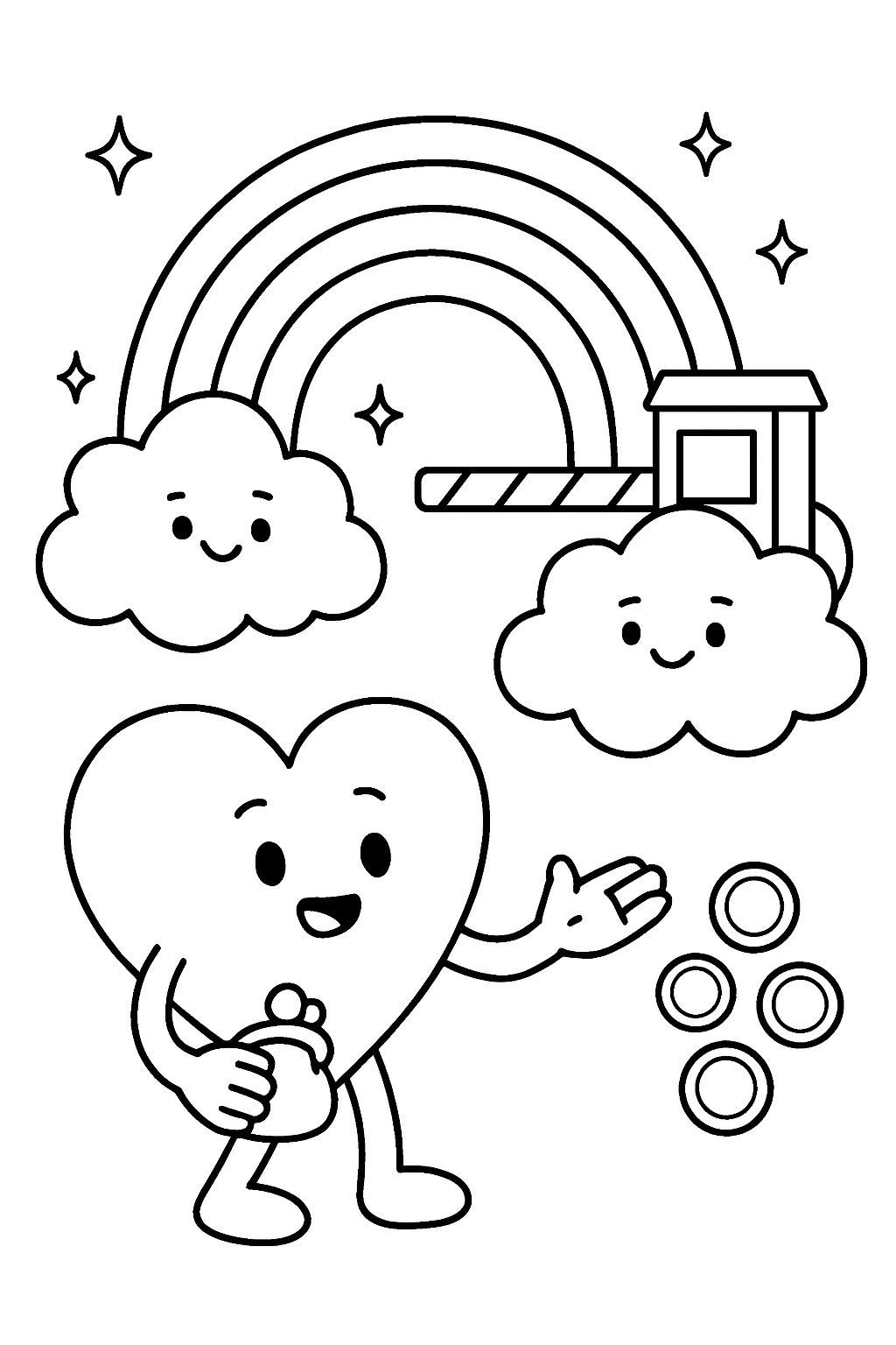 heart bargaining with clouds over rainbow tolls