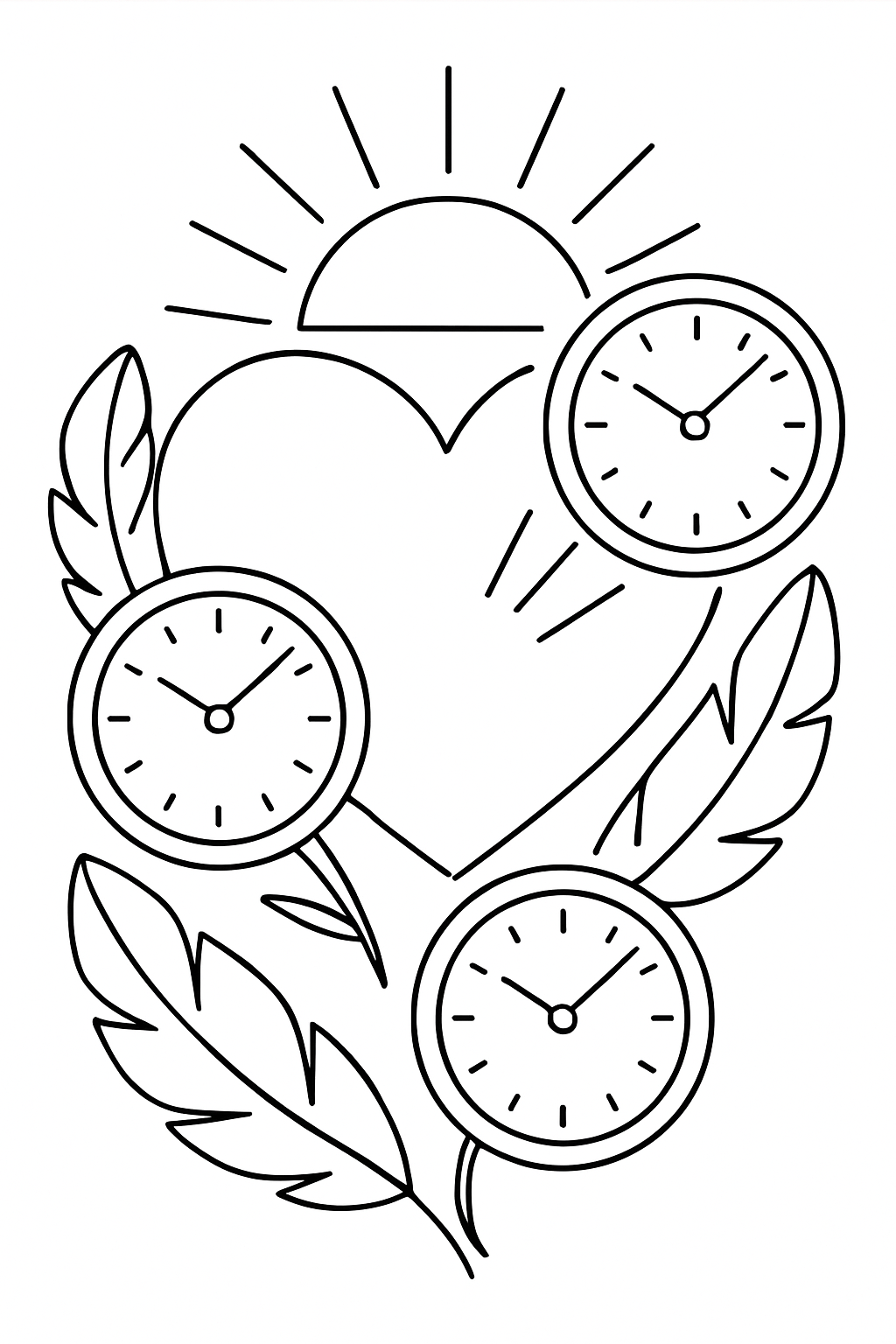 heart crafting clocks from sunset and feathers