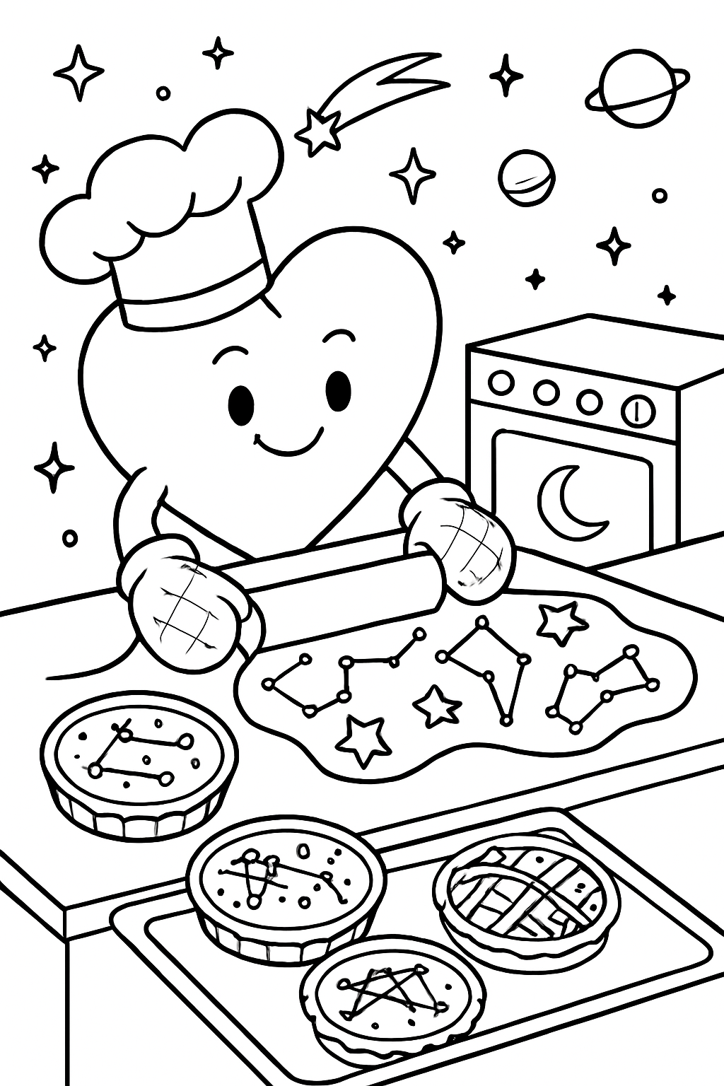 heart baking constellations into celestial pies