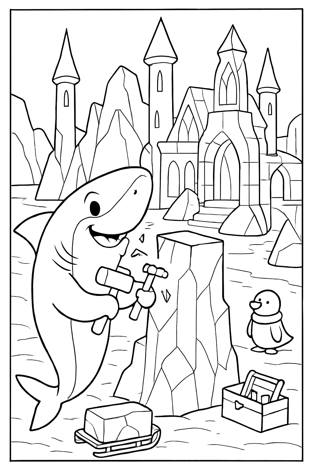 ice sculptor shark chiseling glaciers into palaces