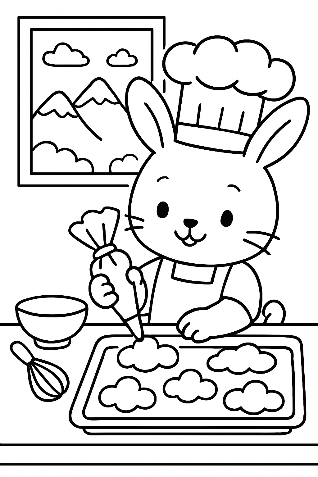 mountain baker bunny icing cloud-shaped pastries