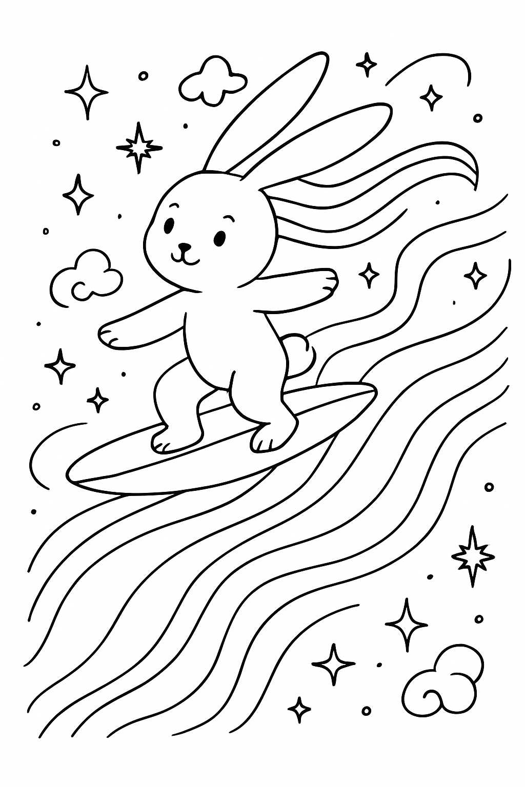 nebula surfer bunny riding aurora wind currents