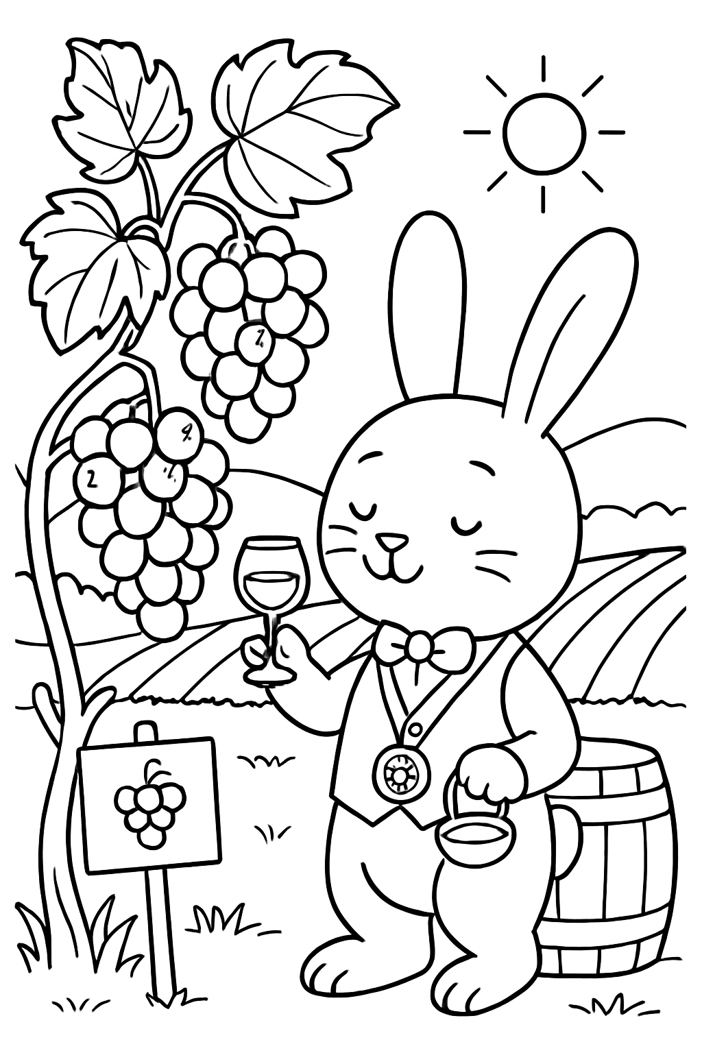 vineyard sommelier bunny sampling dewdrop grape juices