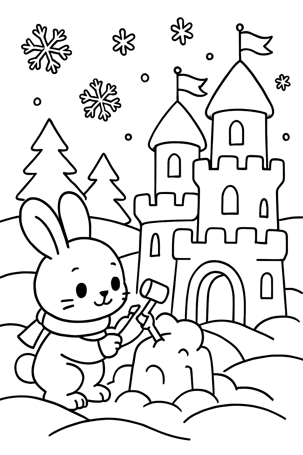 snow sculptor bunny carving palace from drifts