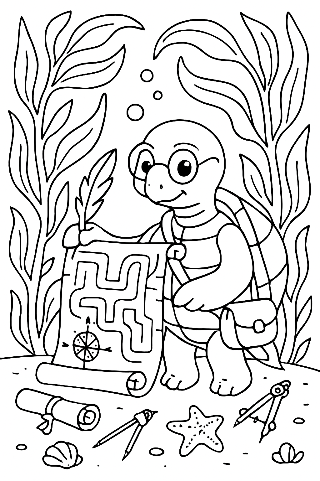 turtle cartographer charting maze-like kelp forests