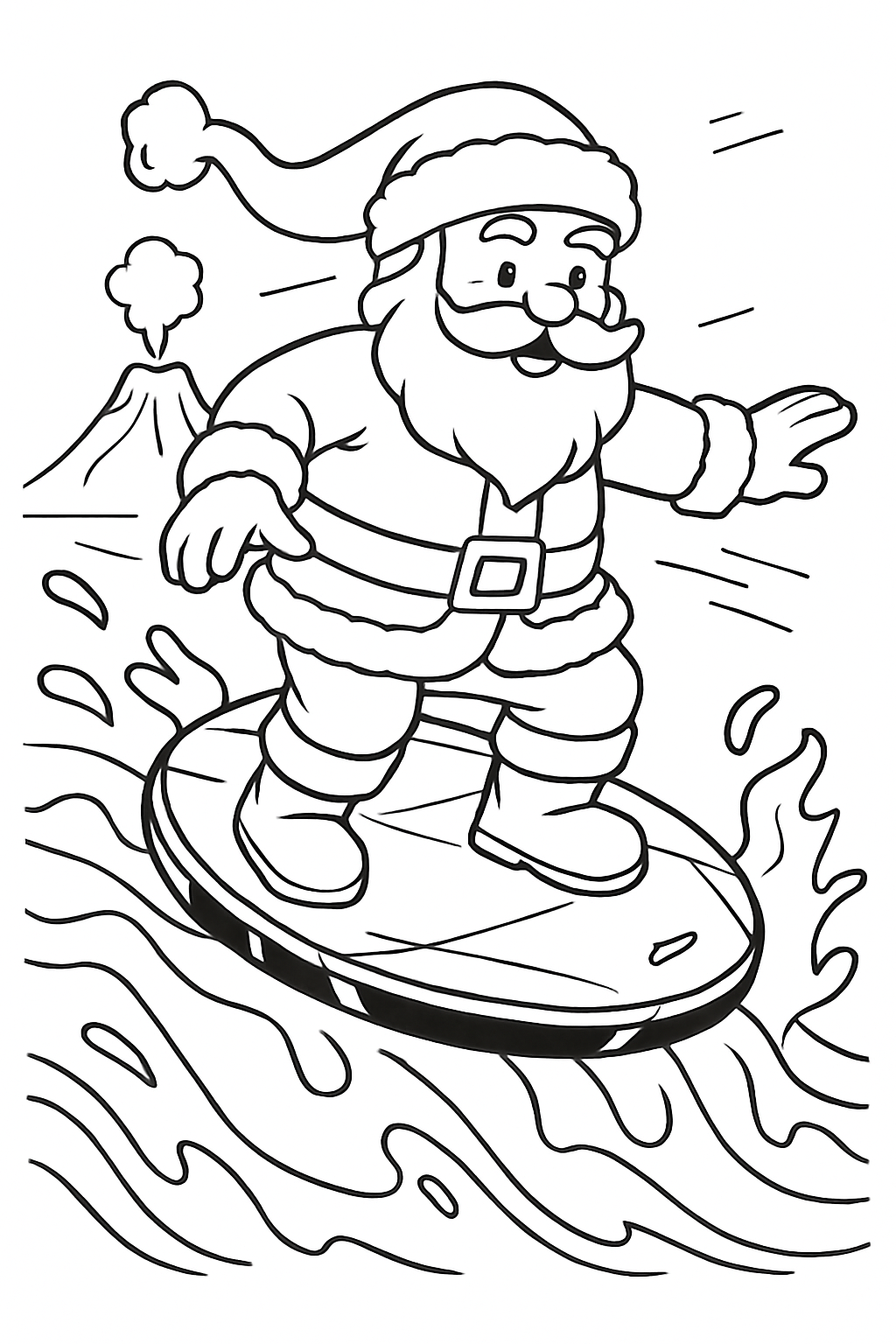 santa surfing lava on obsidian shield