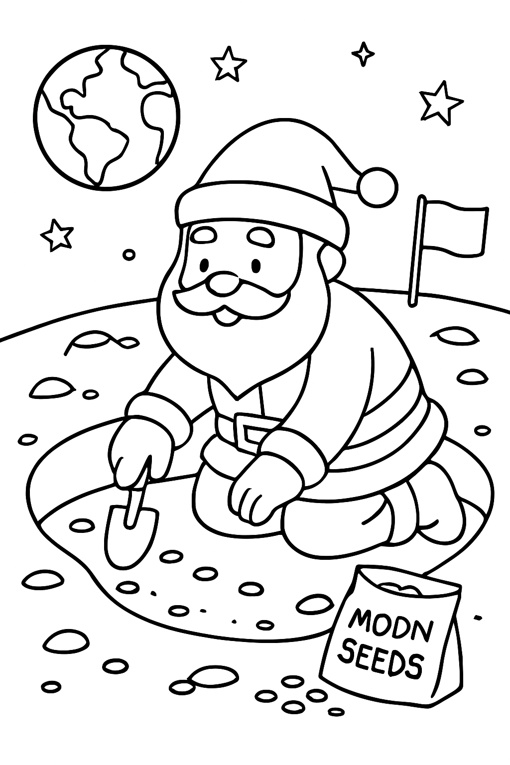 santa planting moon seeds in crater