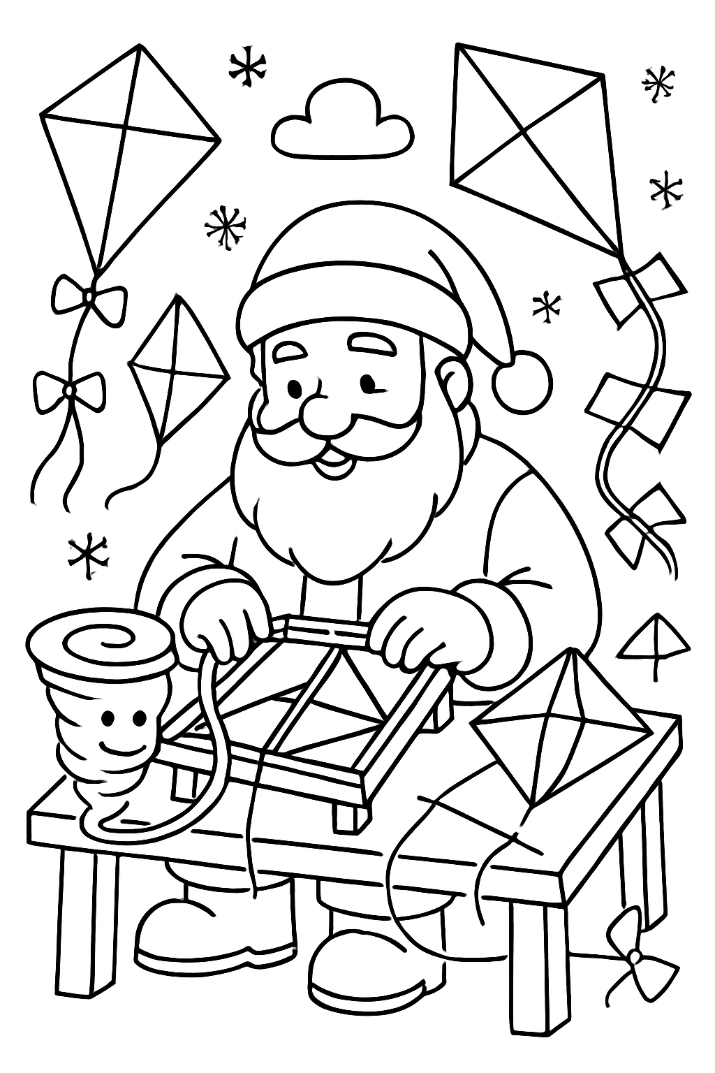 santa weaving tornado silk into kites