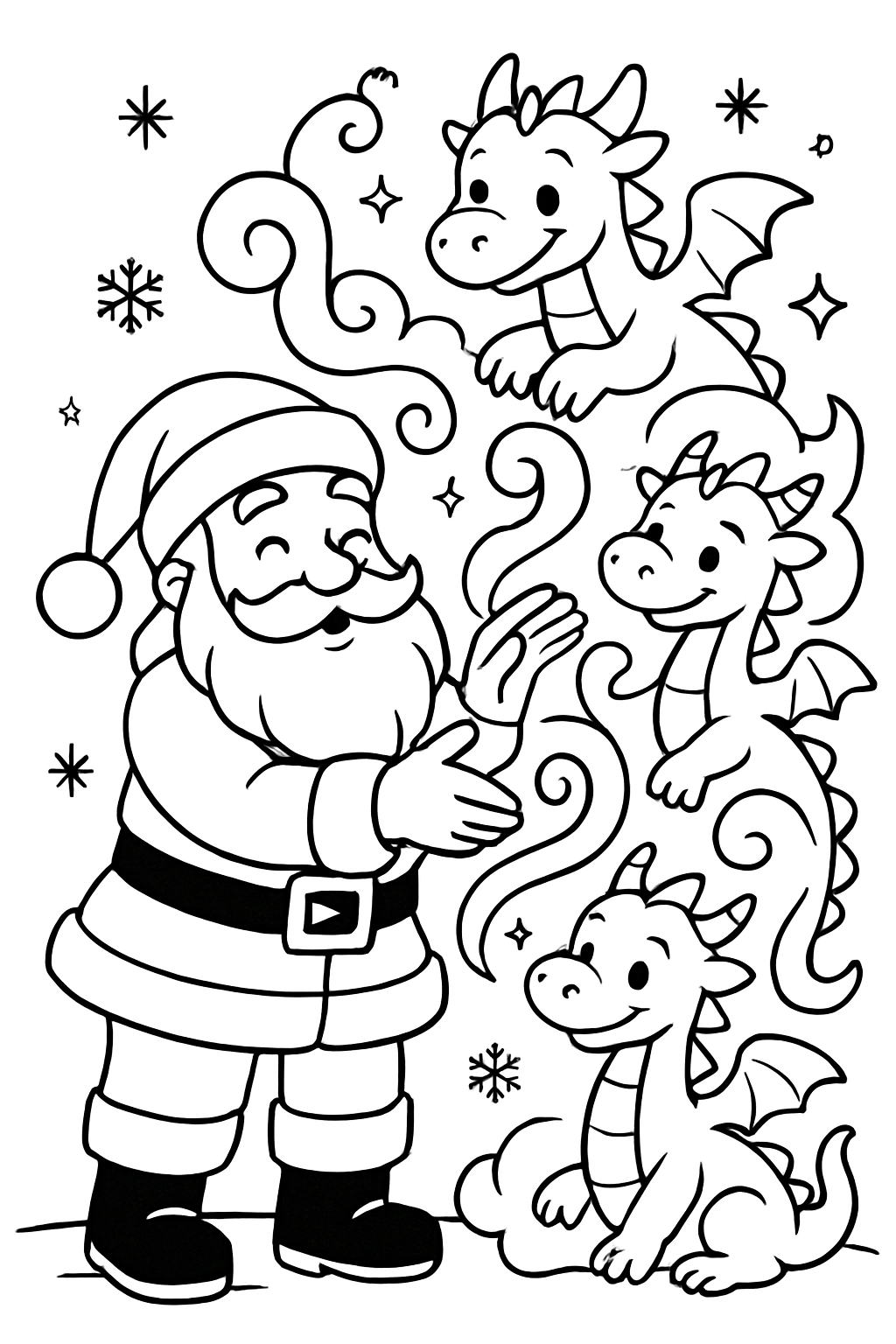 santa sculpting fog into friendly dragons