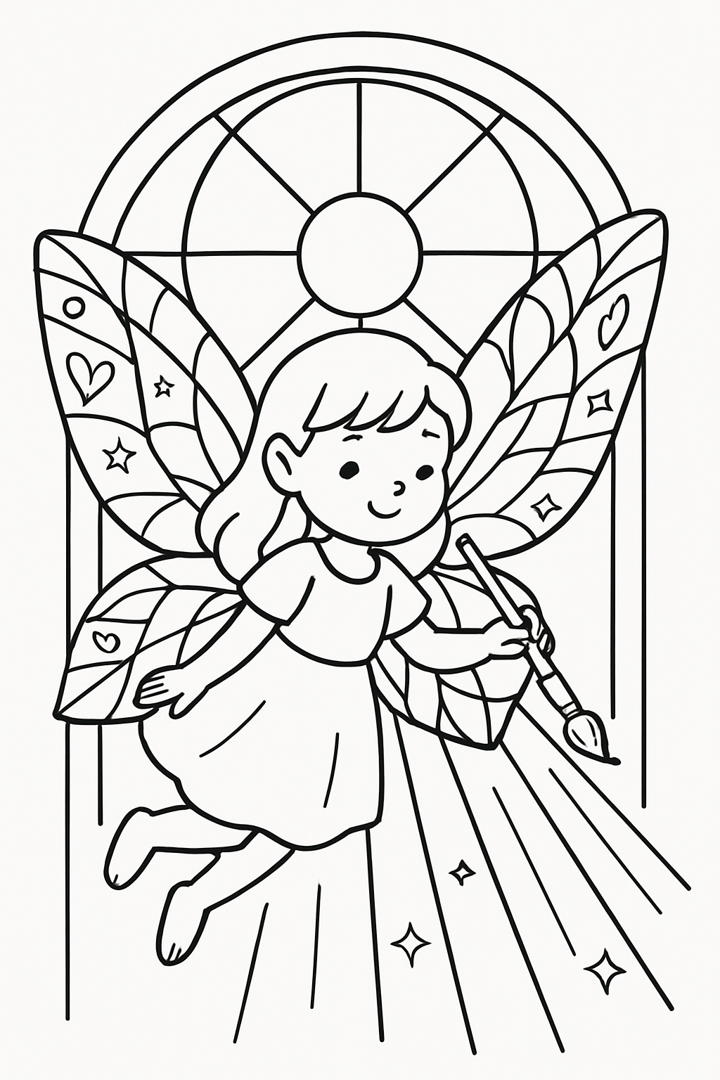mosaic-winged fairy painting stained glass sunlight