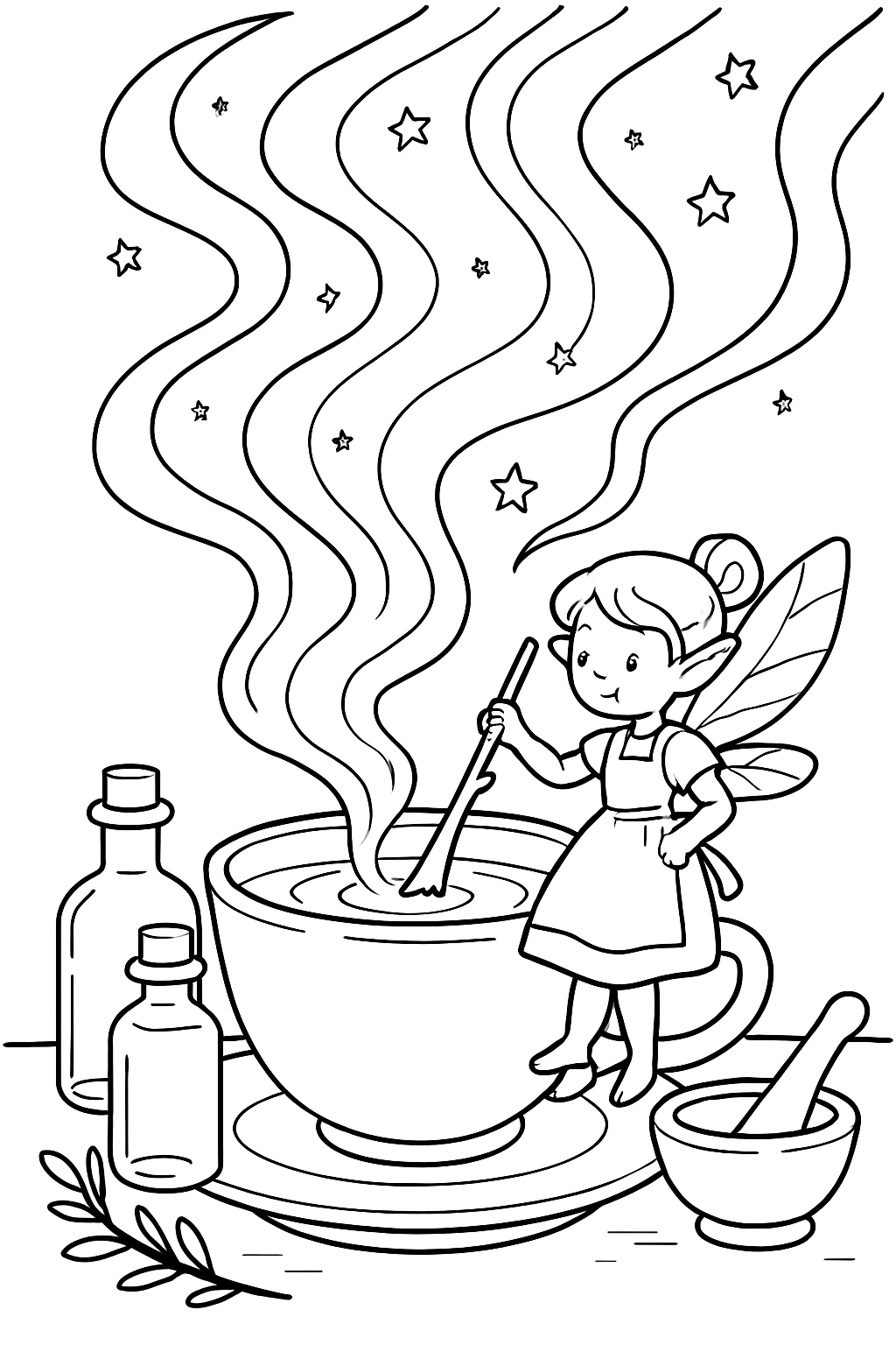 apothecary fairy brewing aurora in teacup