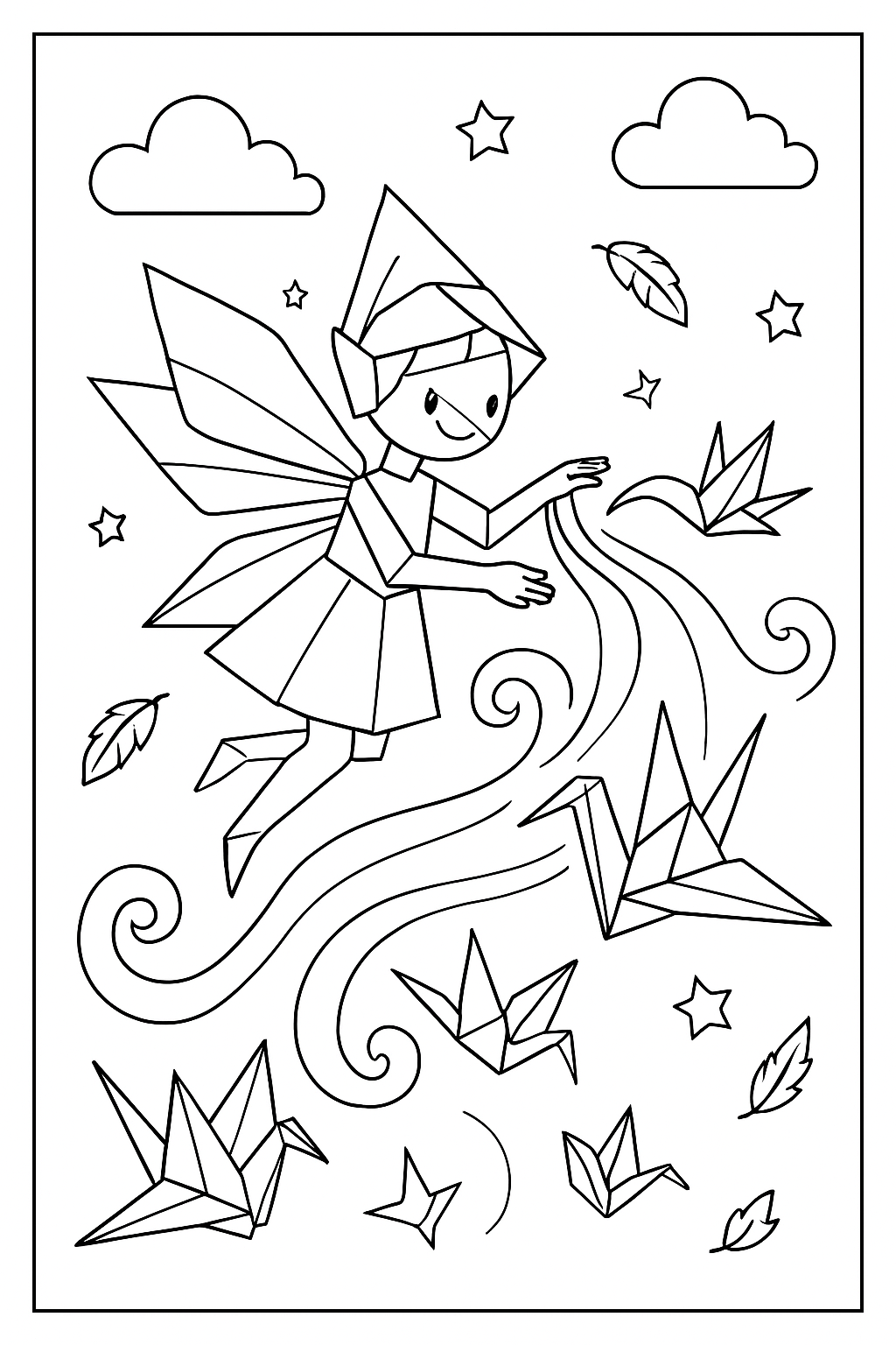 origami fairy folding wind into cranes