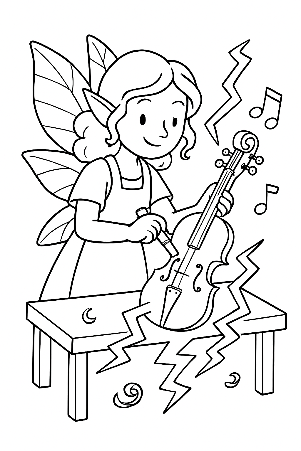 luthier fairy crafting violin from lightning