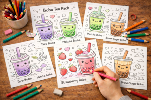 boba tea coloring pages