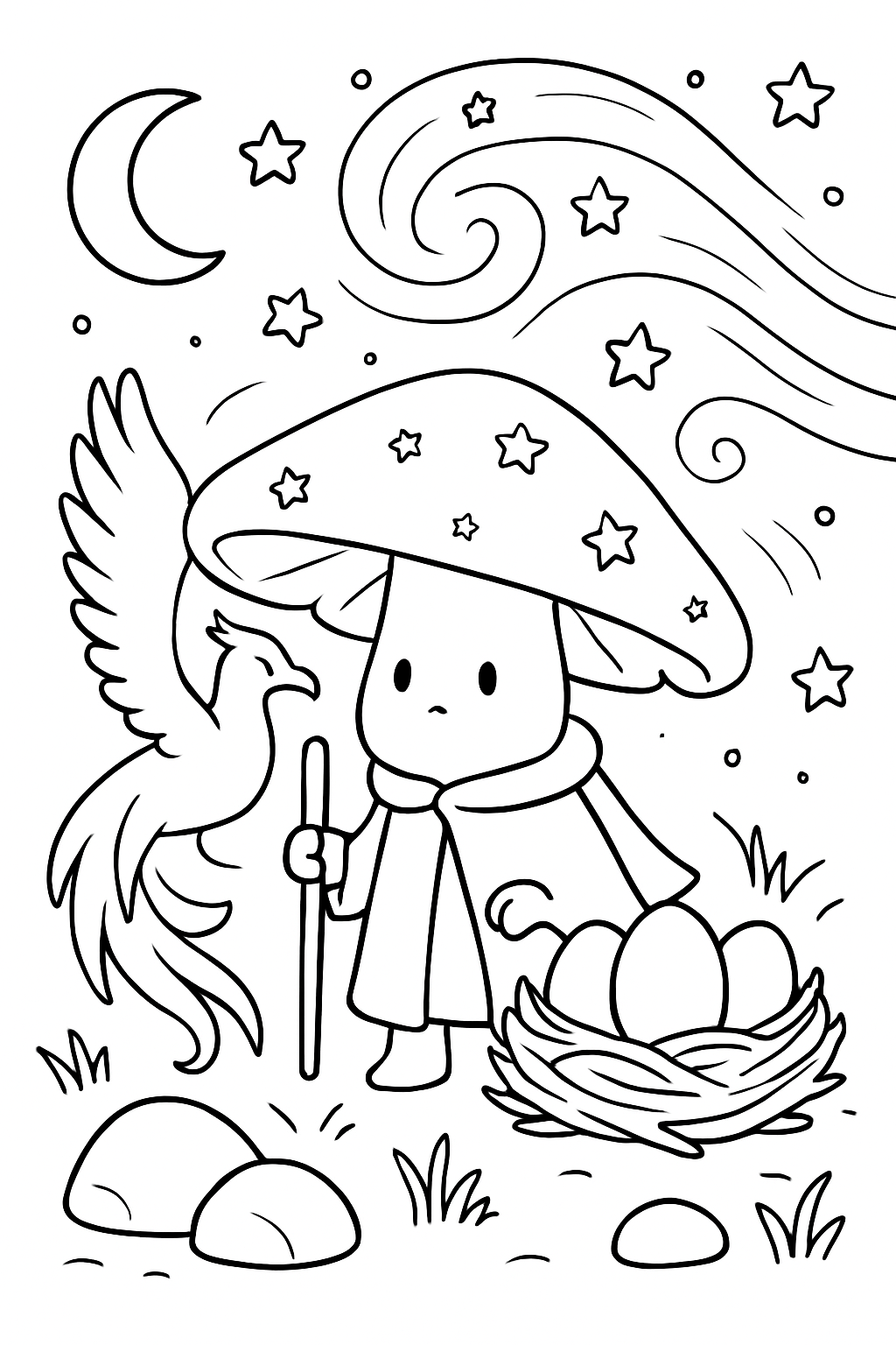 phoenix-tamer mushroom shielding nest from stardust storm