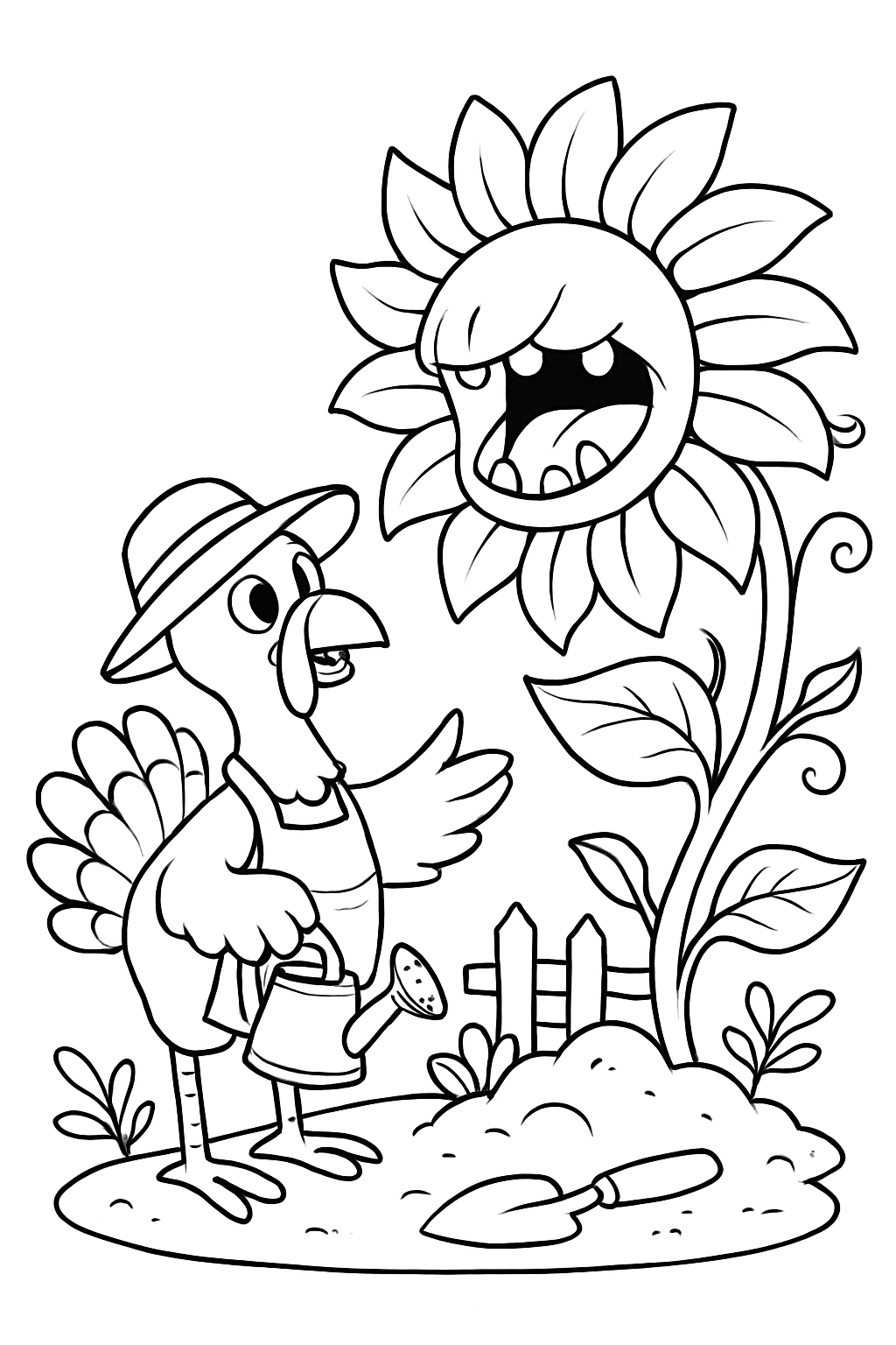 gardener turkey coaxing giant carnivorous sunflower