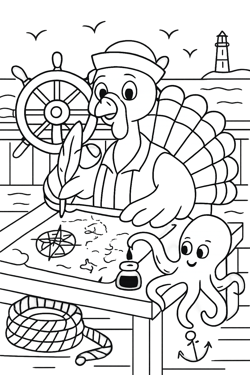seafaring turkey composing maps with octopus inks