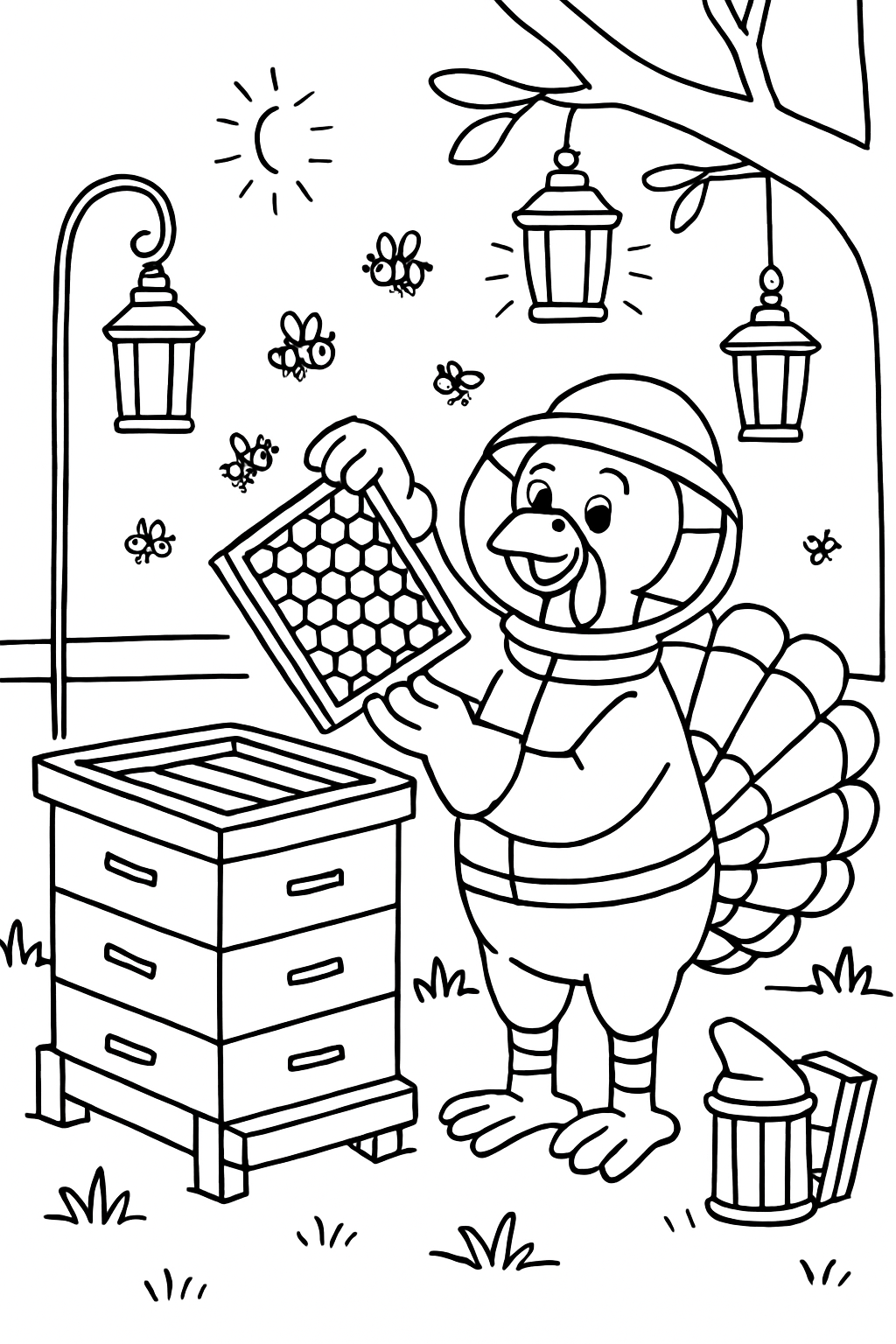 beekeeper turkey conducting honey harvest by lanterns