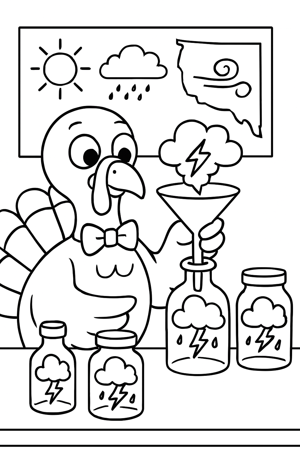 meteorologist turkey bottling thunderclouds for forecast