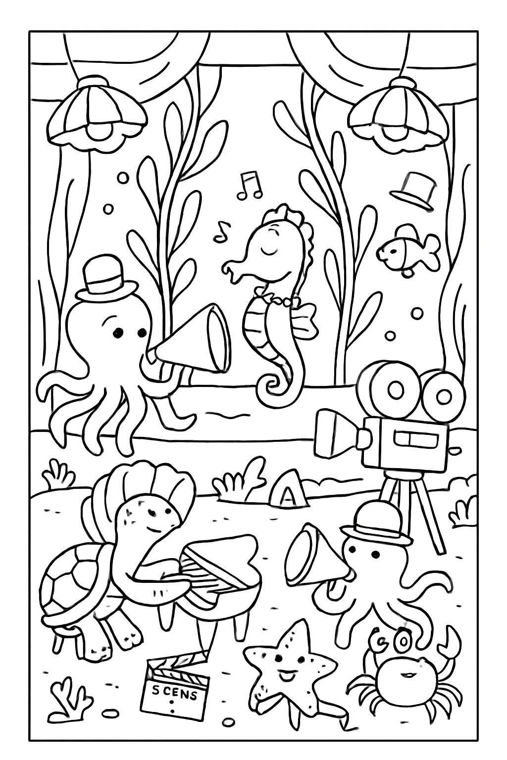 vintage sea animals filming a silent kelpopera