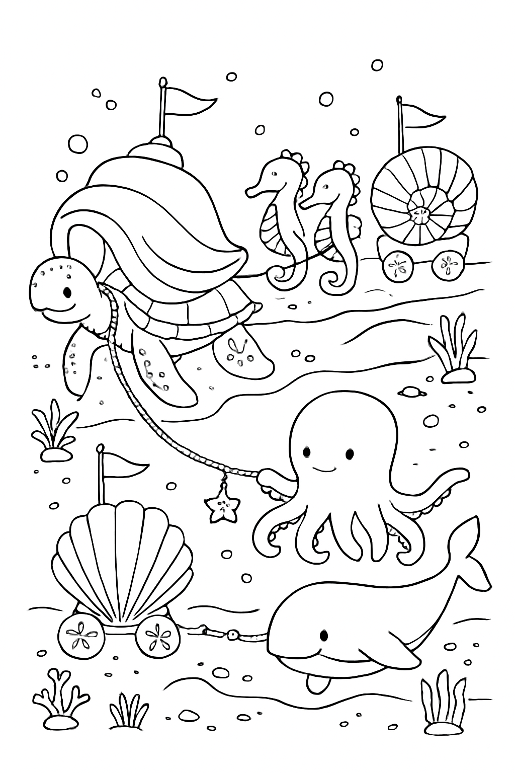 nomadic sea animals towing caravans of seashells