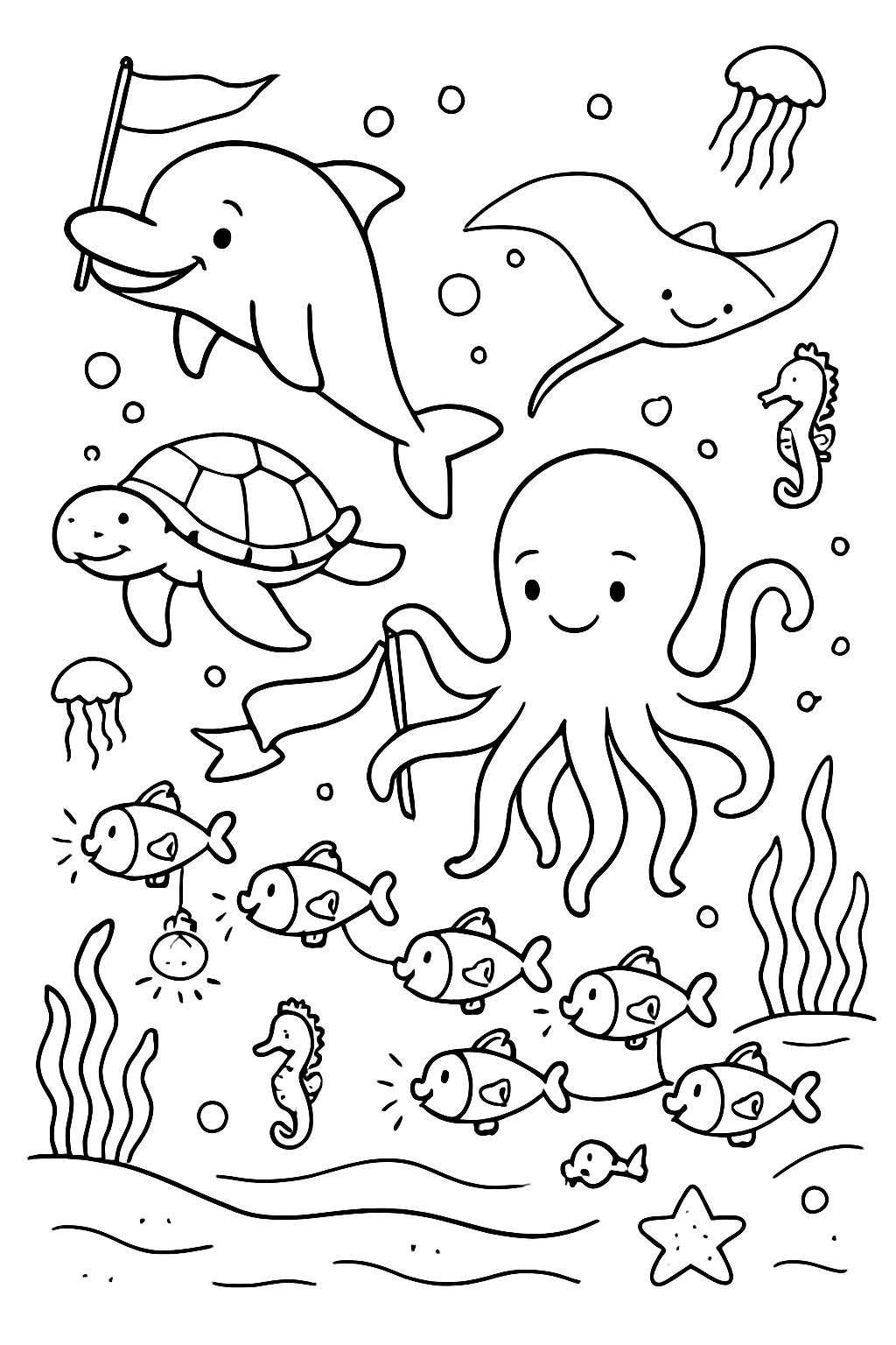 gentle sea animals guiding lanternfish night parade