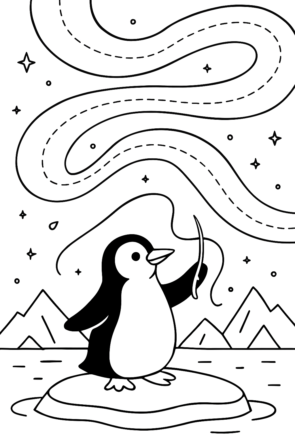 aurora weaver penguin stitching lights across sky