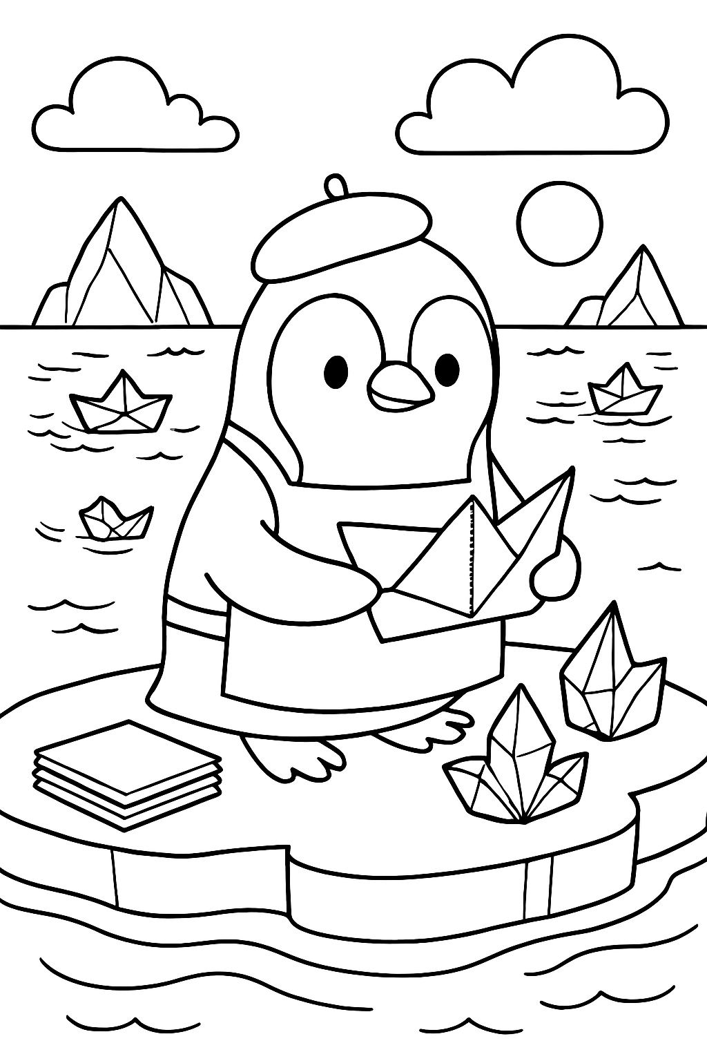 origami artist penguin folding sailing paper icebergs