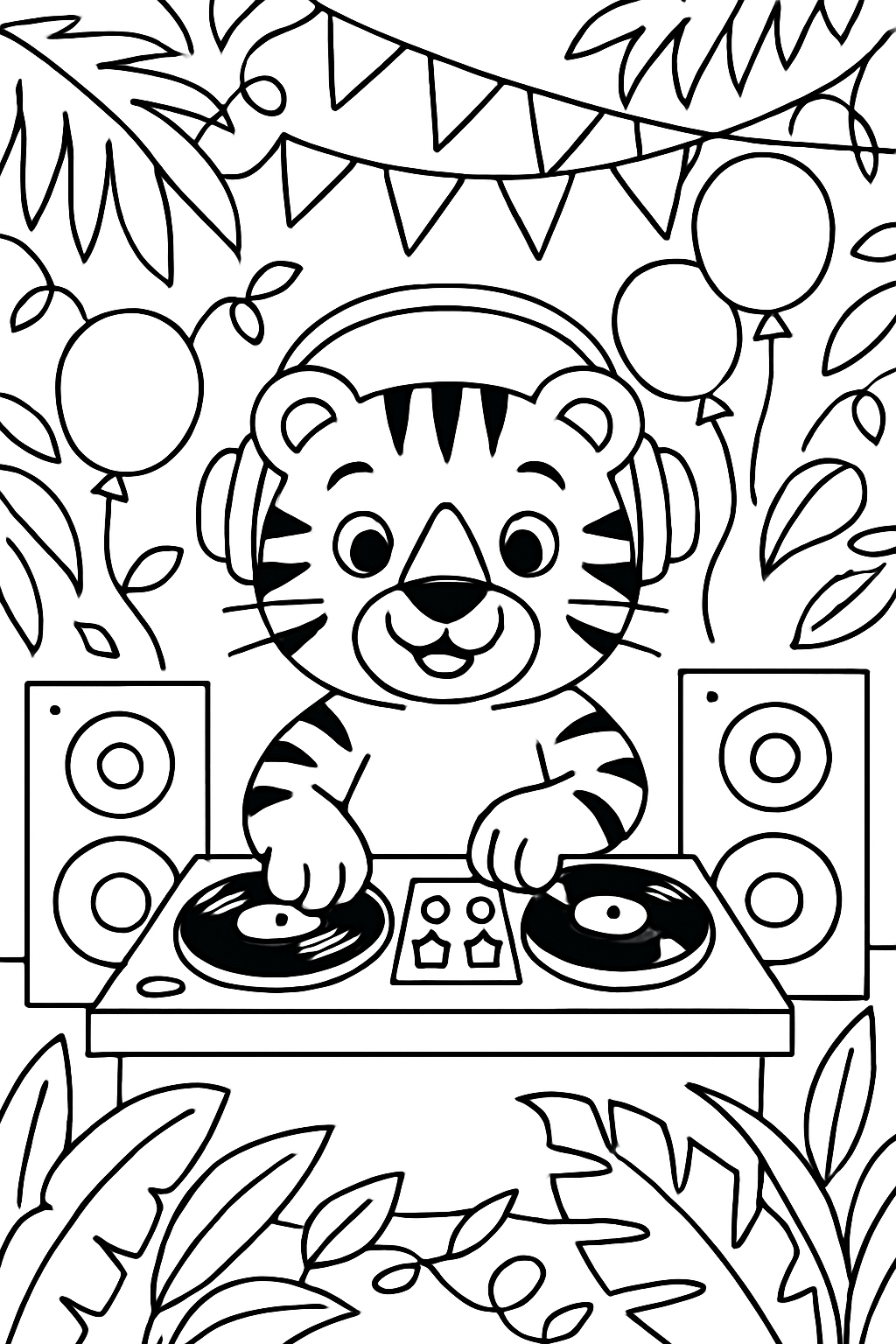 tiger DJing vinyl records at jungle carnival