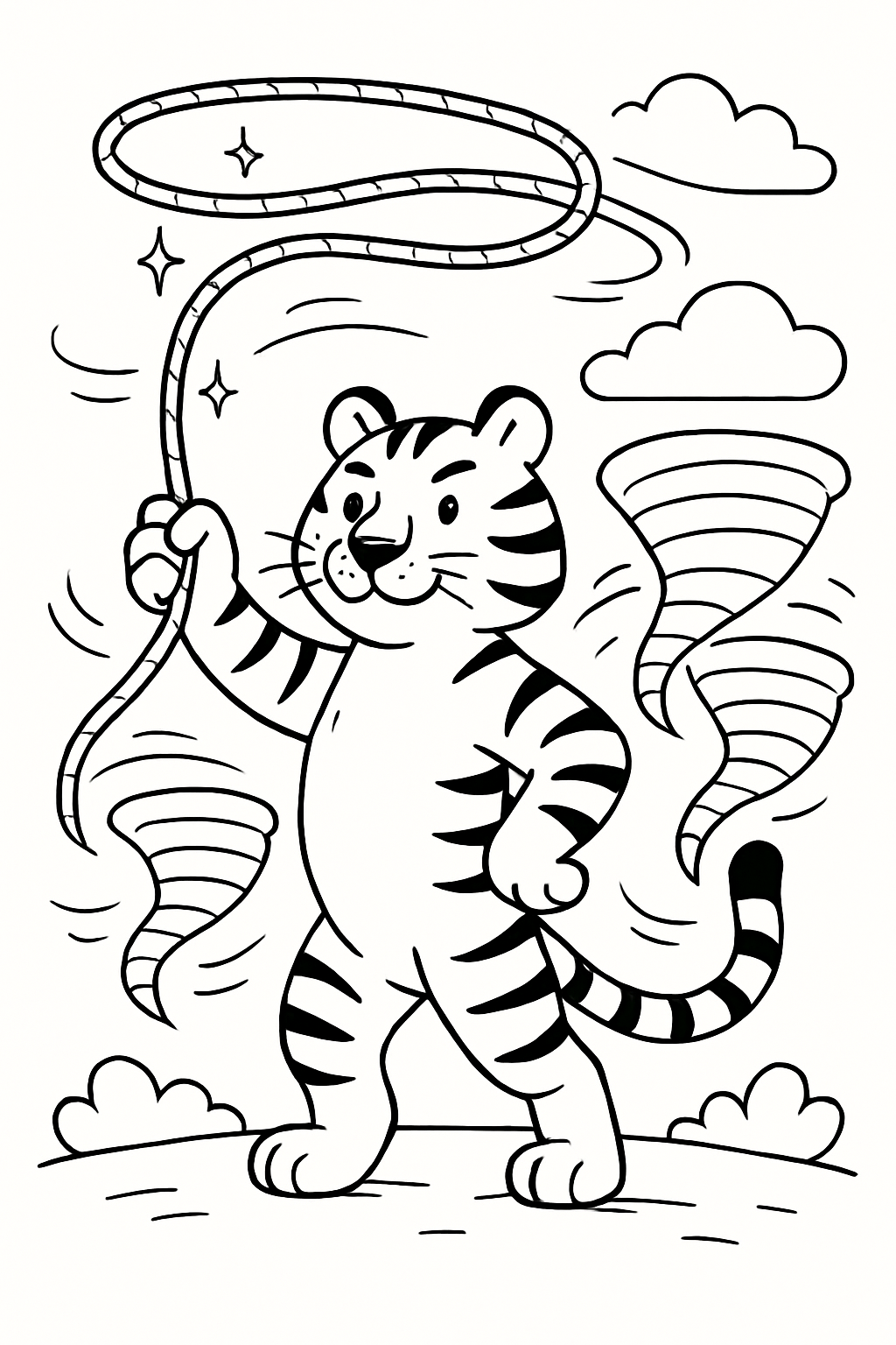 tiger taming tornadoes with silver lasso