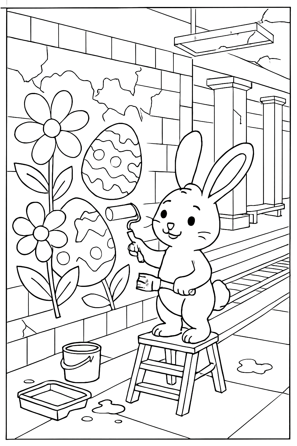 easter bunny restoring murals in abandoned subway