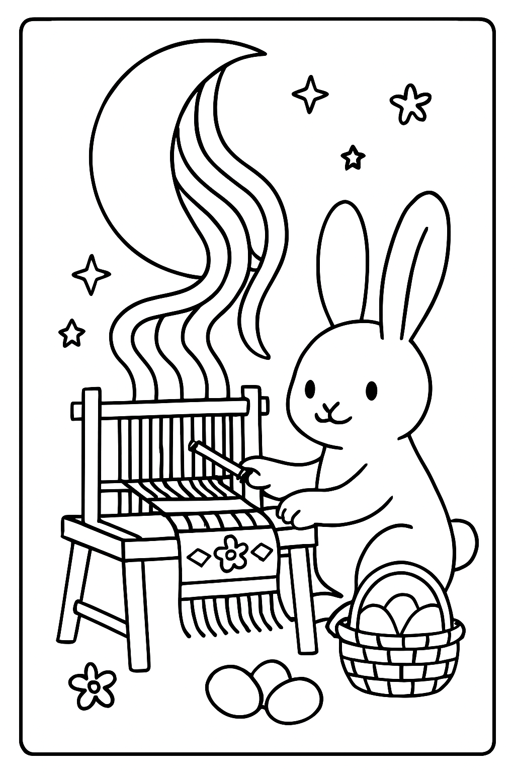 easter bunny weaving tapestries from moonbeams