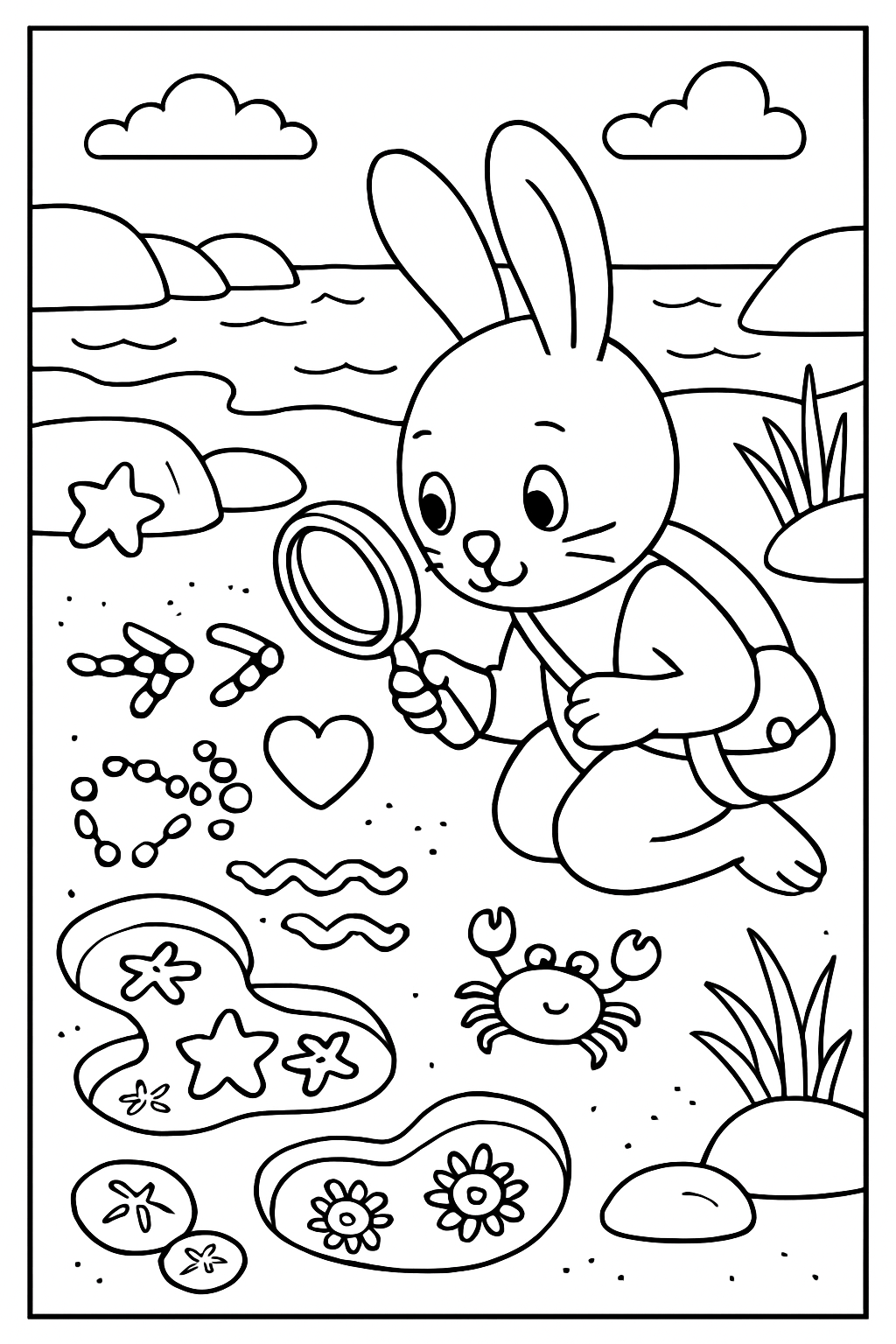 easter bunny deciphering messages in tide pools