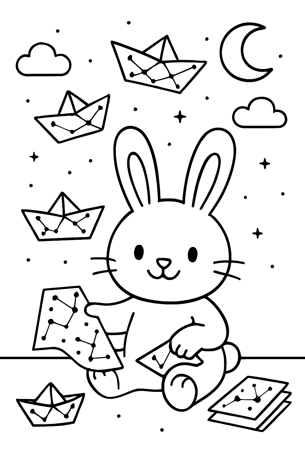 easter bunny crafting origami boats from constellations