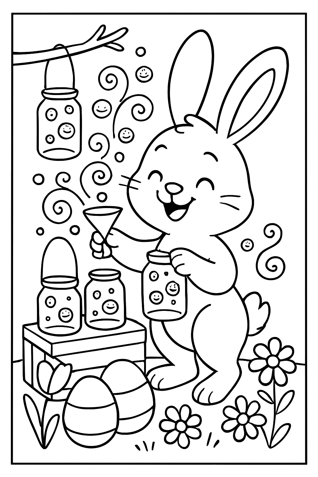 easter bunny bottling laughter in glass lanterns