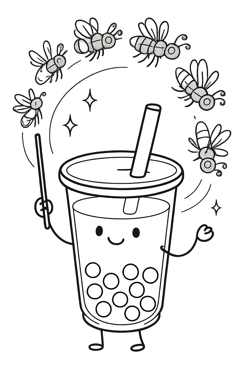 boba tea orchestrating swarm of mechanical fireflies
