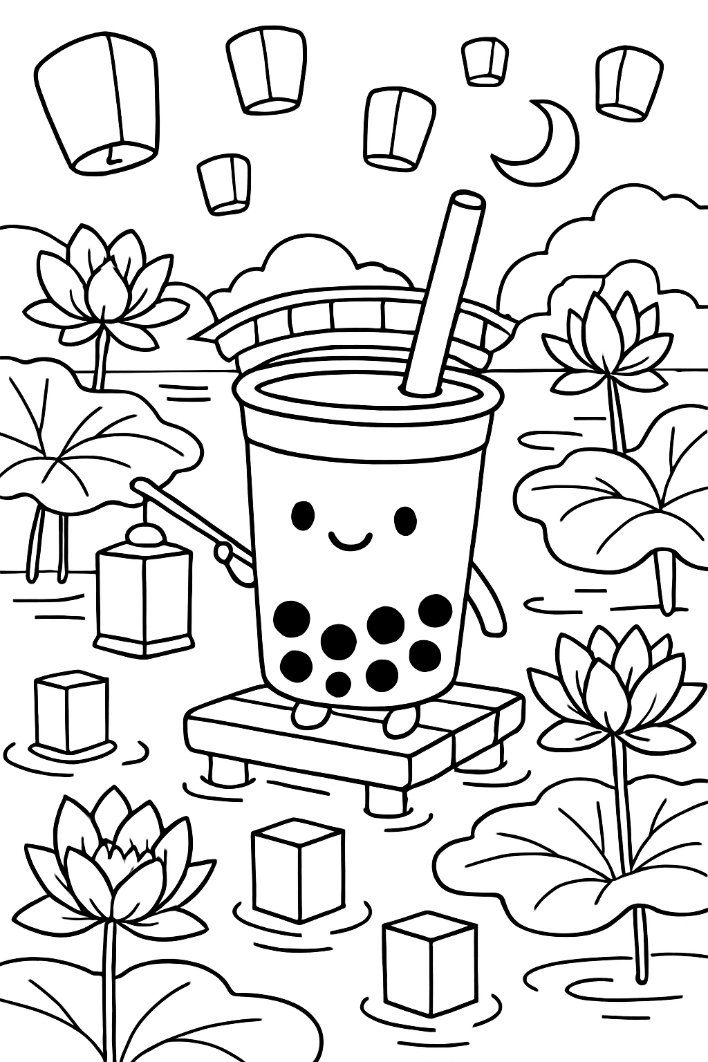 boba tea hosting lantern festival on lotus pond